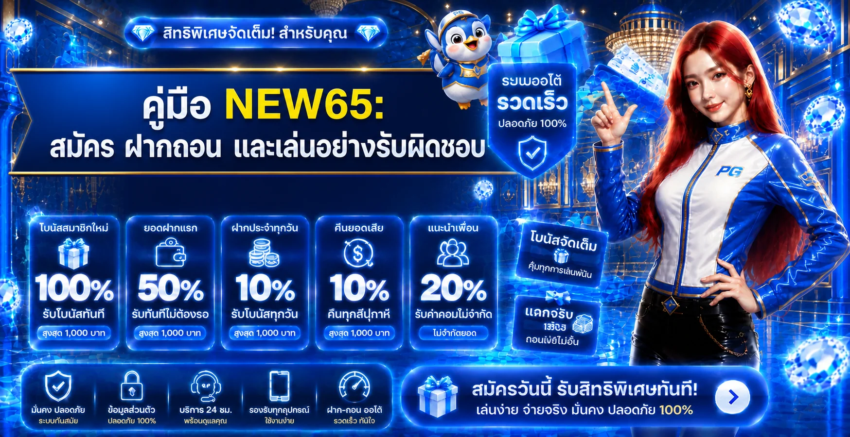 NEW65 คู่มือสมัคร ฝากถอน และเล่นอย่างรับผิดชอบ